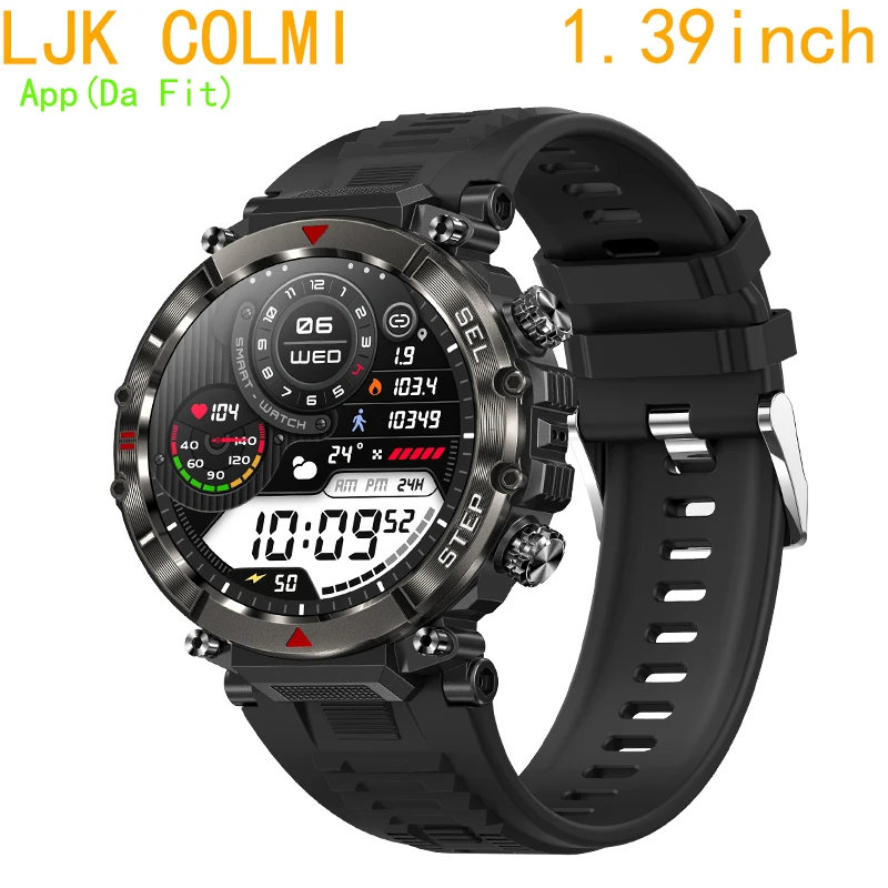 

Смарт-часы LJK COLMI мужские с большим аккумулятором, фитнес-трекер с функцией воспроизведения музыки и Bluetooth, Смарт-часы для IOS и Android