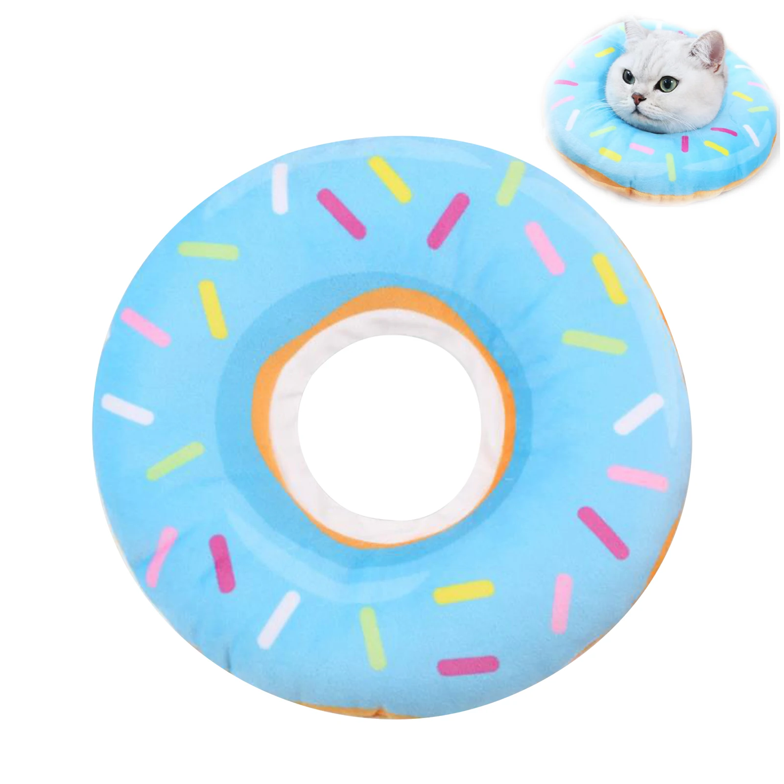 

Small Medium Recovery Plush Adjustable Lightweight Pet Cone Stop Lick E-Collar Dog Cat Anti-bite Cute Donut Soft After Surgery