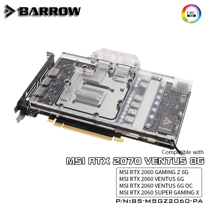 BARROW водяной блок для MSI RTX2060 GAMING Z 6G / RTX2060/2070 VENTUS /6G OC/полная крышка графического