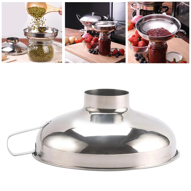 

Newest Funnel Stainless Steel Wide Mouth Canning Funnel Hopper Filter Leak Wide-Mouth Can for Oil Wine Kitchen Cooking Tools Hot