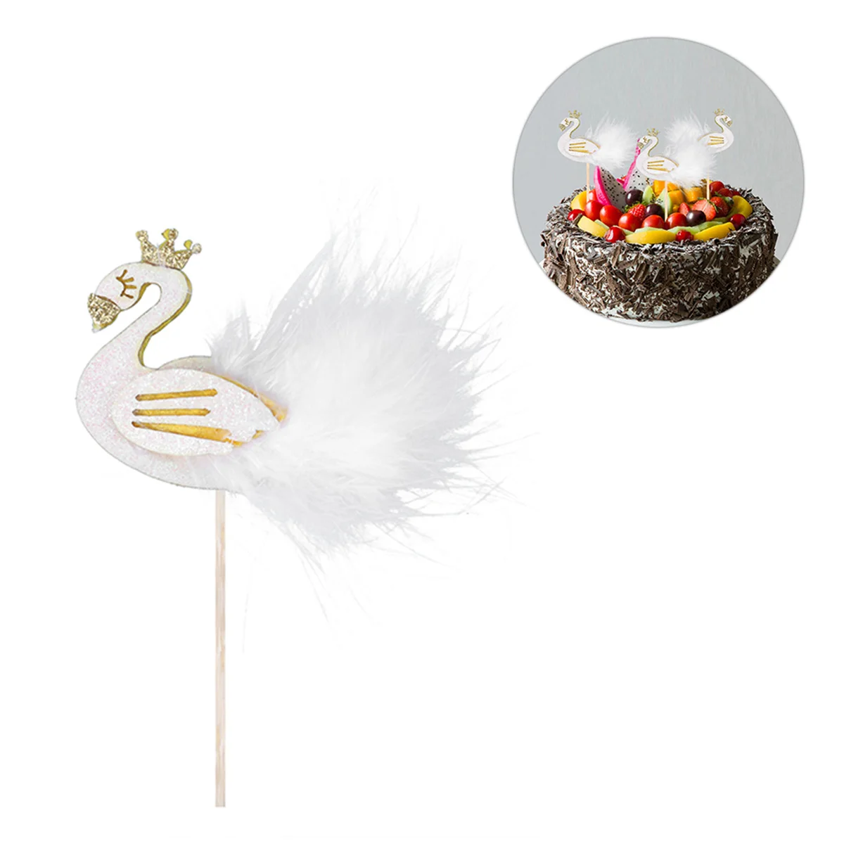 

Swan Cake Topper Wing Cupcake Dessert Decorative for Wedding Birthday Party