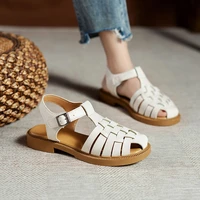 summer sandals women 2022 new ladies casual trend low heel elegant beach fashion gladiator woven comfort roman sandals