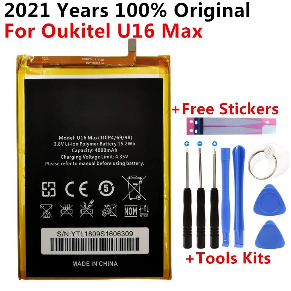 

100% Original High Capacity Oukitel U16 Max Battery 4000mAh Battery Replacement for Oukitel U16 Max Smart Phone + Gift Tools
