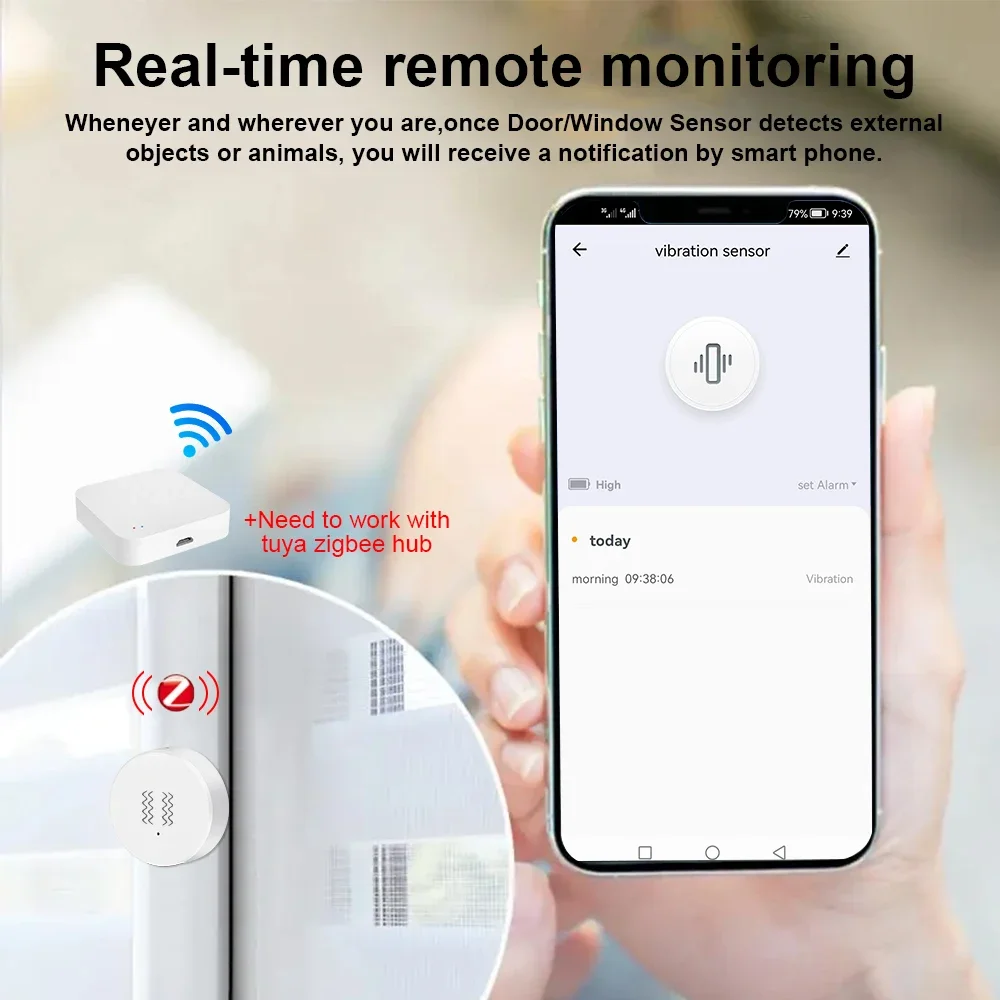 Беспроводной датчик вибрации mumubiz Tuya Zigbee