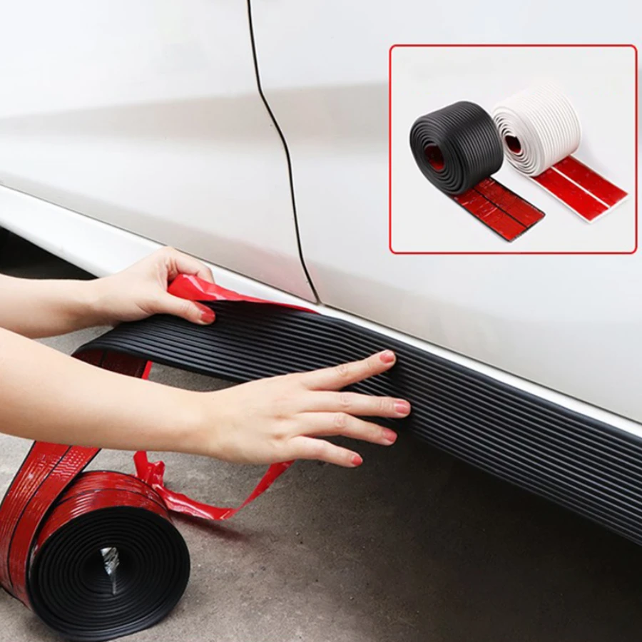 

Universal Rubber Car Side Skirt Protective Strip Car Door Bottom Bumper Protector Band 5cm 7cm 10cm Car Stickers Black White