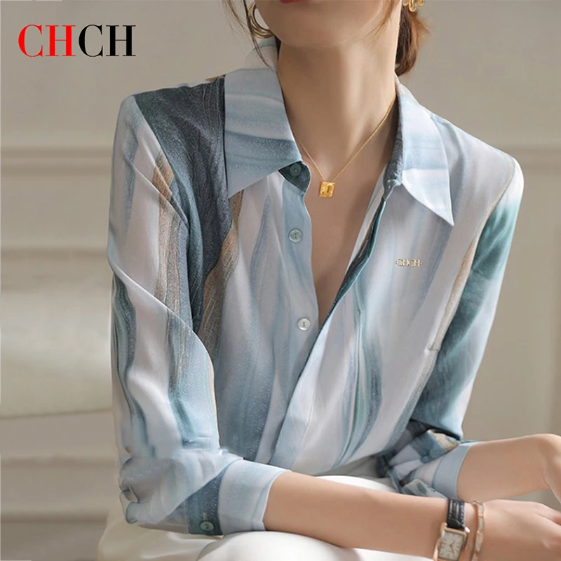 

Chiffon Shirt Ladies Gradient Stitching Elegant Fashion Autumn New Loose Shirt Top Casual Office Fashion Korean Women's Clothing