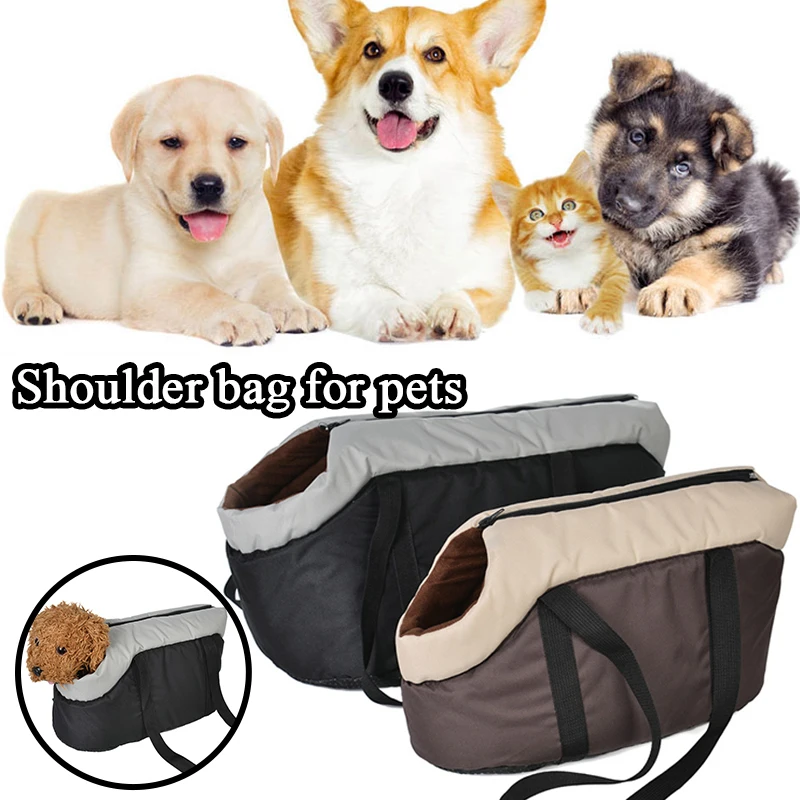 Dog Shoulder Bags Warm Dog Backpack Fur Collar Soft Cat Shoulder Bag Solid Color Puppy Carrier Bag Travel Slings Pet Accessories