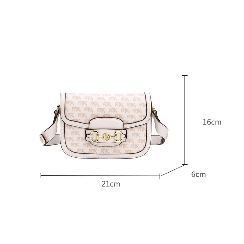Bag Women 2022 New Fashion Horsebit Buckle Messenger Saddle Bag Niche All-match Western Style Old Flower One-shoulder Square Bag