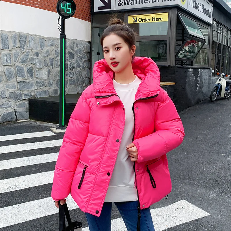 PinkyIsBlack 2022 Women's Winter Jacket Streetwear 7 Solid Color Hooded Cotton Padded Coat Warm Female Parkas Women Clothing