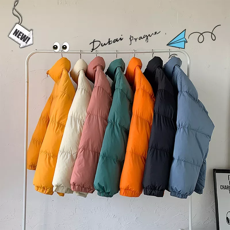 Men Harajuku Solid Color Coat Winter Mens Streetwear Hip Hop Parka Korean Black Warm Thick Jackets Fashion Clothes