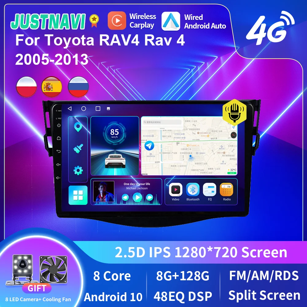 

Автомагнитола JUSTNAVI, видеоплеер для Toyota RAV4 RAV4 2009-2012, Serero, мультимедийный плеер для Carplay, GPS-навигация, автомагнитола на Android, без DVD, 2DIN