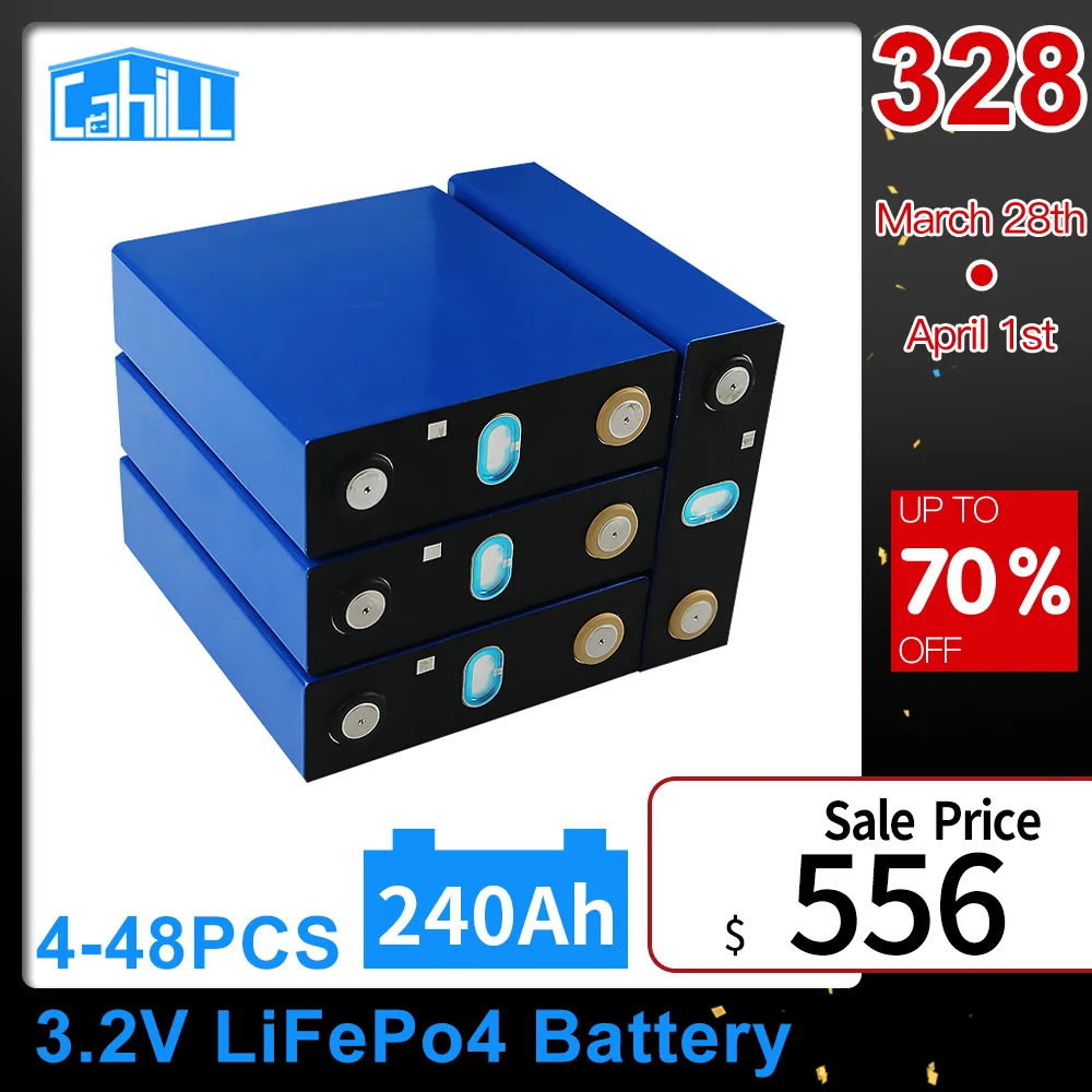 

Cahill 4-48PCS 3.2V 240Ah New Grade A lifepo4 12V 24V 48V Battery Pack RV Cell and Solar Energy Storage System EU US Tax Free