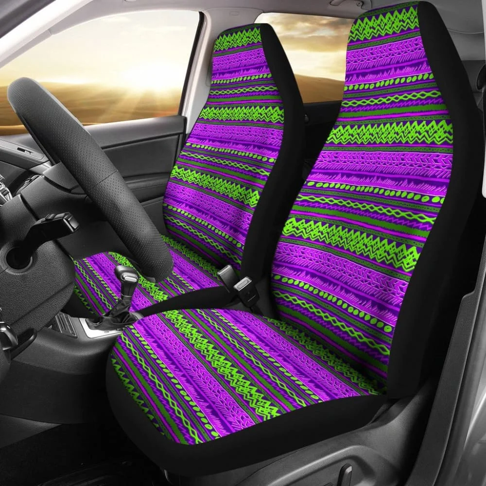 

Purple And Green Aztec Design,Pack of 2 Universal Front Seat Protective Cover
