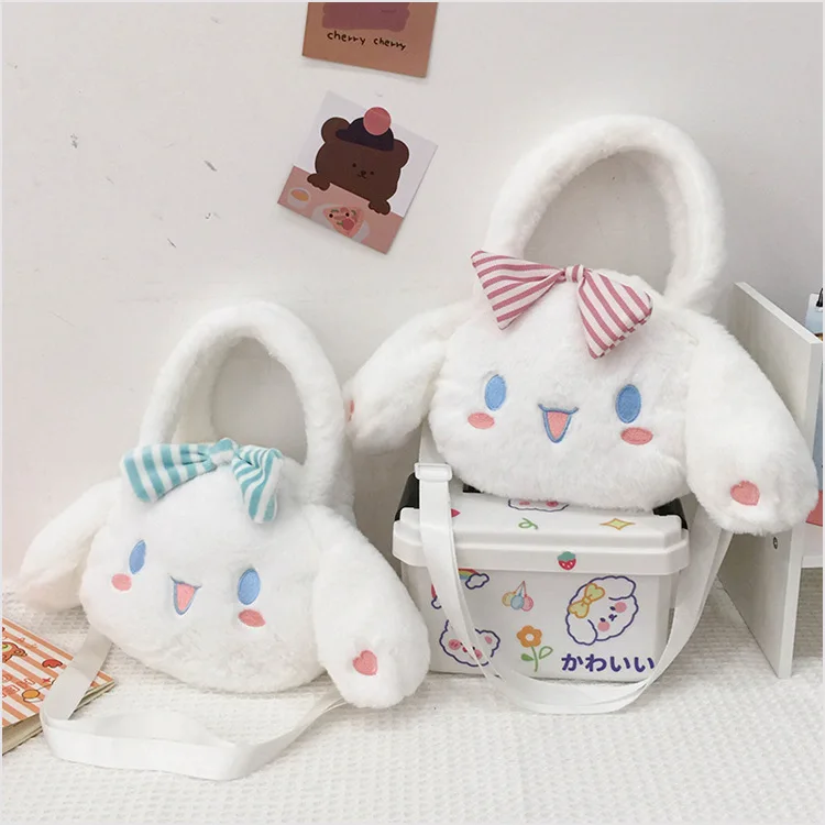 

New Kawaii Sanrioed Cinnamoroll Cartoon Plush Bag Large Capacity School Bag Soft Plush Animal Plush Handbag Girl Doll Toy Gift