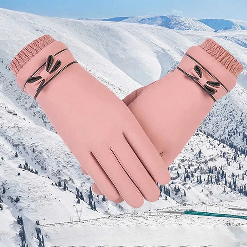 

Теплые зимние женские перчатки, мужские велосипедные перчатки, перчатки для езды на велосипеде, перчатки с флисовой подкладкой, водонепроницаемые варежки с пальцами и сенсорным экраном