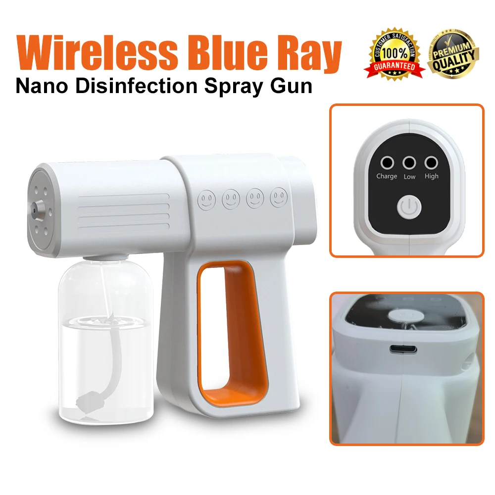 

380ML Disinfection Spray Gun Nano Blue Light Electric Wireless Steam Sprayer Atomizer Home Air Atomization Sanitizer Machine