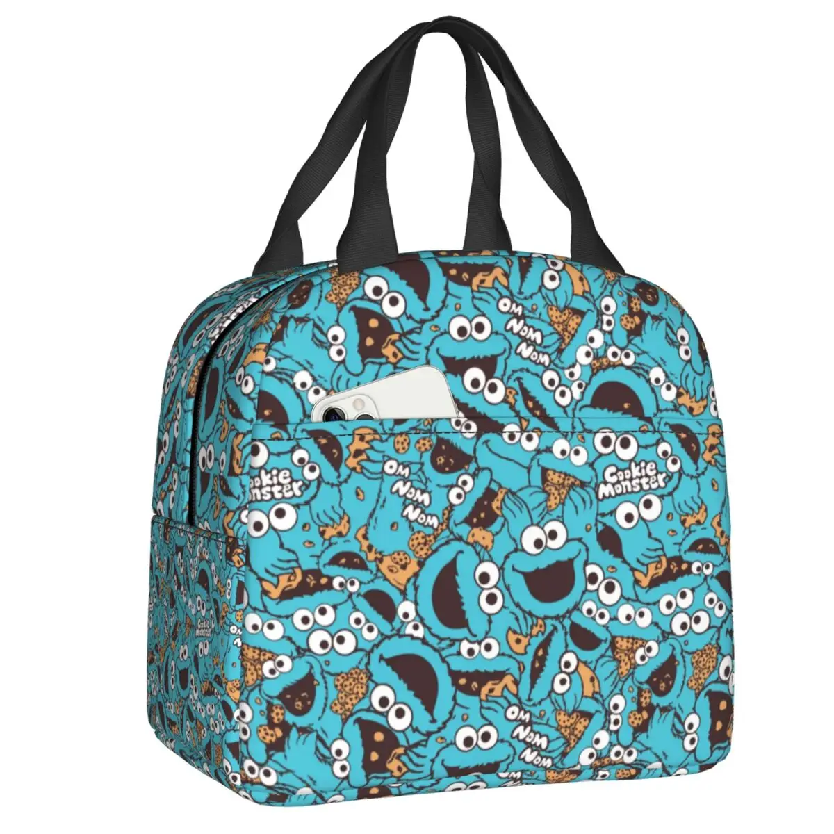

Cookie Monster Insulated Lunch Tote Bag Cartoon Sesame Street Resuable Cooler Thermal Food Lunch Box Kids School Children