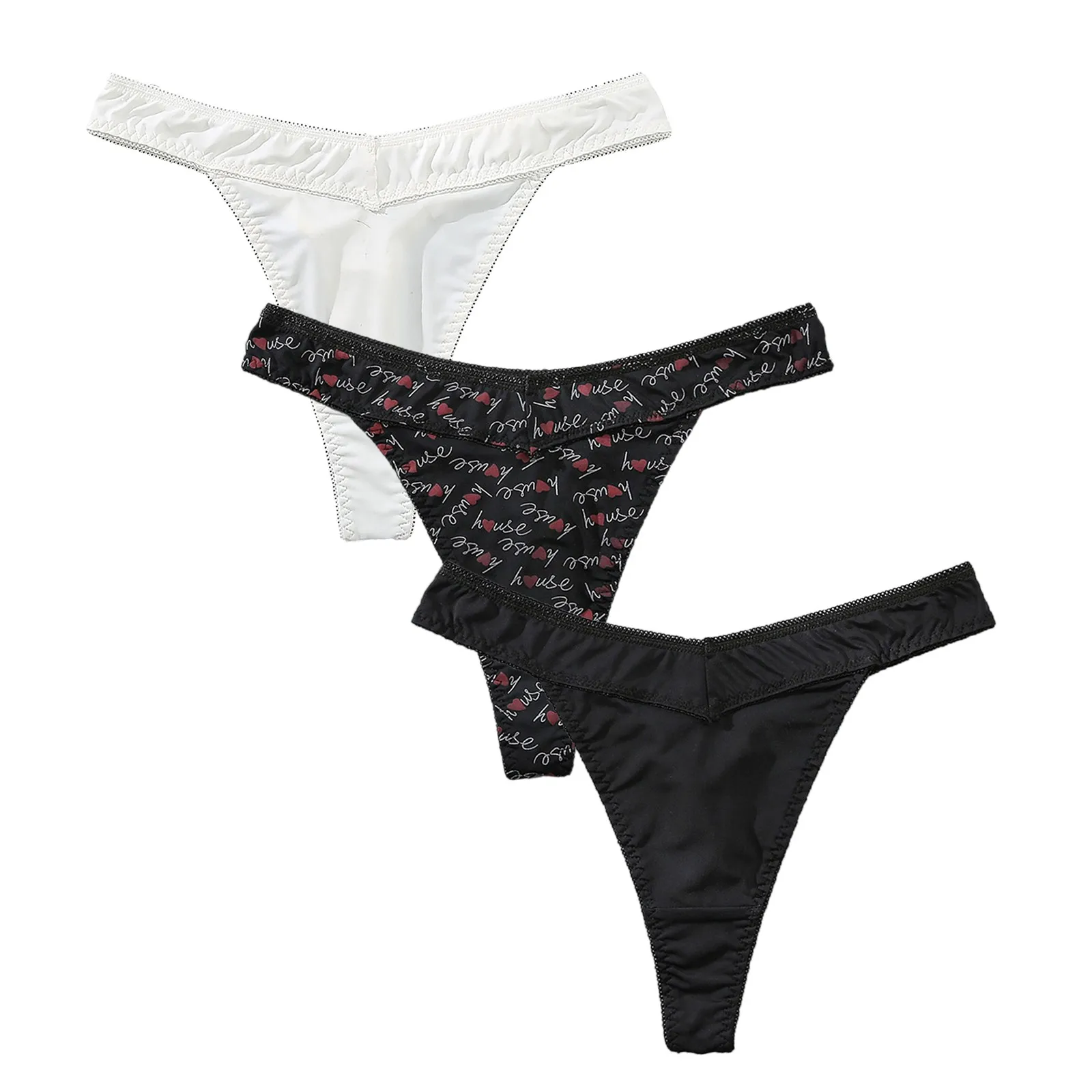 

Women Sexy V Shaped Ice Silk Thong Low Rise Hipster Seamless Thong