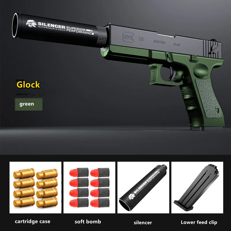 

Shell Throwing Pistol Glock Soft Bullet Toy Gun G17 Pistola Blaster Launcher Child Weapon Model Boys Birthday Gifts Outdoor Game