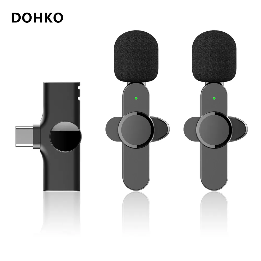 

DOHKO Wireless Lavalier Microphone Broadcast Lapel Microphones Set Short Video Recording Chargeable Handheld Live Streaming
