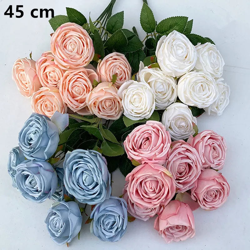

Plus10 Heads/Bunch European Rose Bouquet Artificial Flower Wedding Flower Wall Decoration Home Flower Arrangement Photo