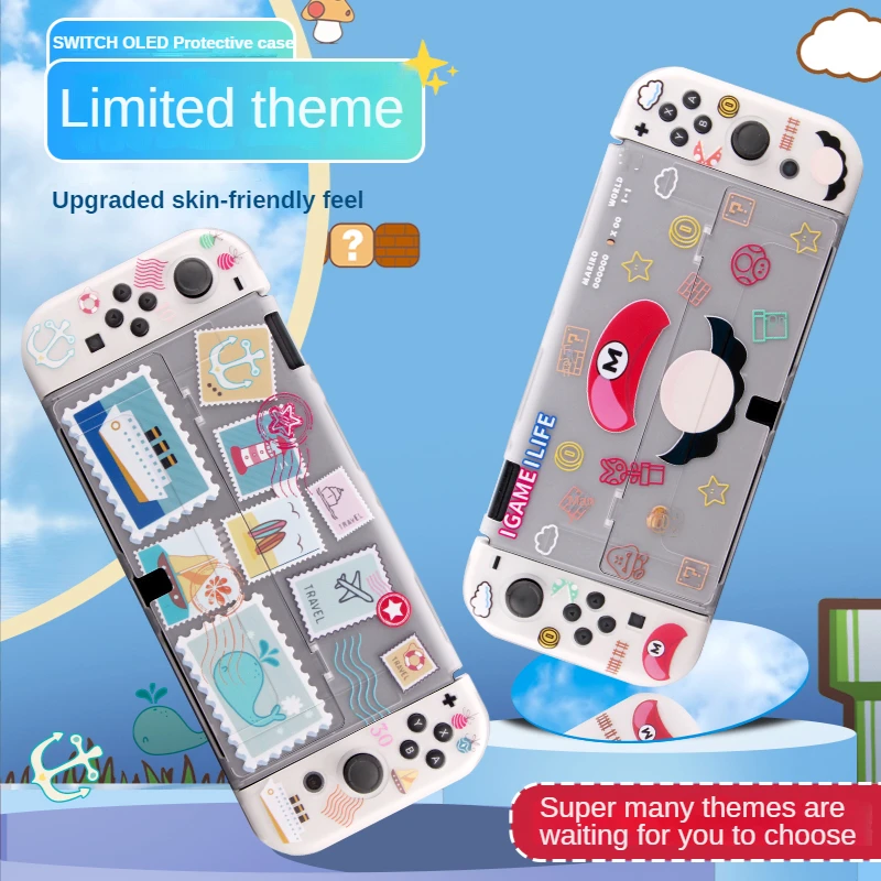 

Nintend Switch OLED Protective Shell Silicone Color Cartoon Host Split Handle Soft Cover Accessories Scrub Skin-Friendly Case