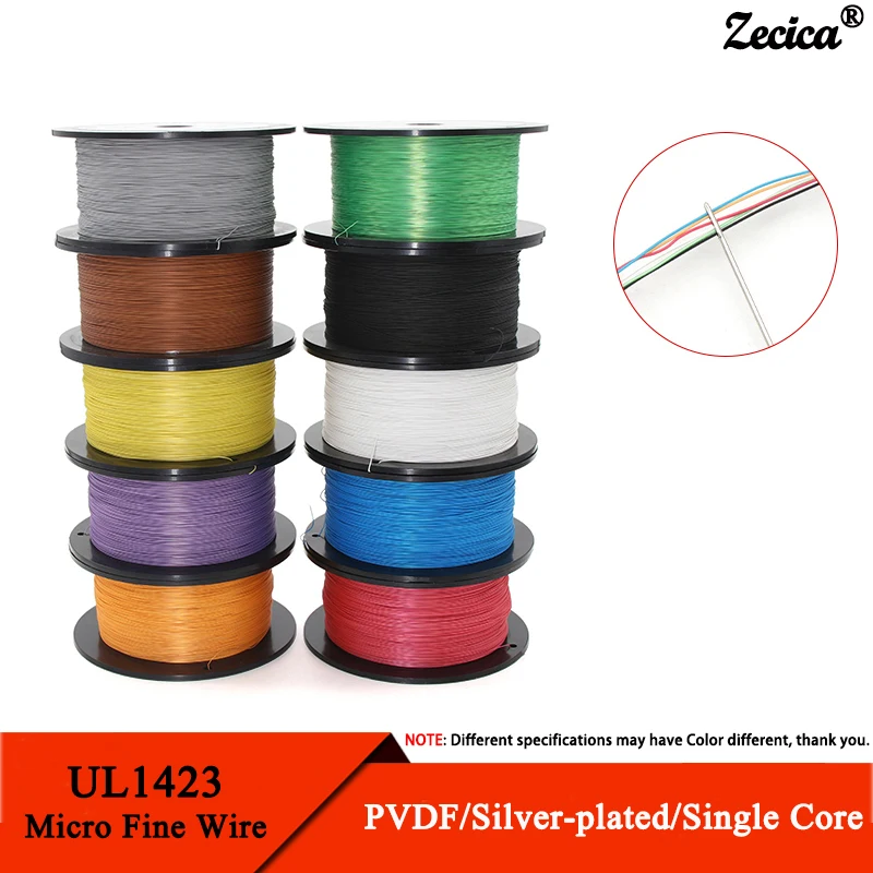 1 рулон провода UL1423 из ПТФЭ 38/36/34/30/28/26/24AWG, посеребренный медный высокотемпературный электронный одножильный микро тонкий кабель