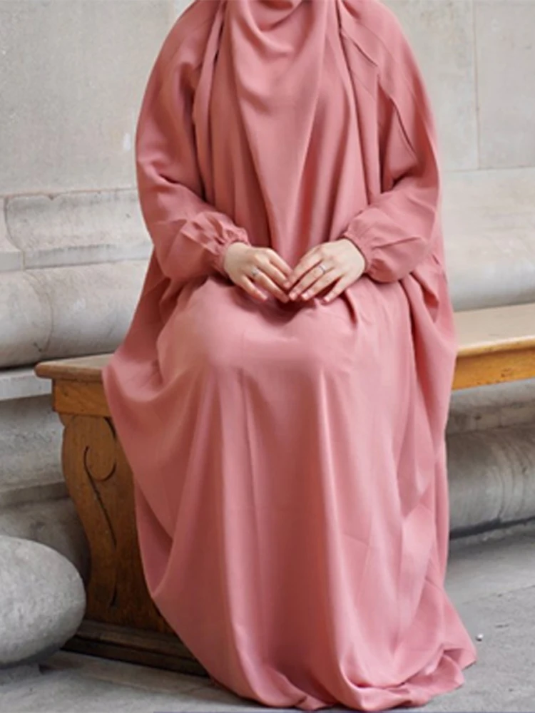 Muslim Woman Jilbab One Piece Prayer Dress Islamic Clothing Hooded Abaya Dubai Turkish Indoneisa Islam Praying Garment Solid