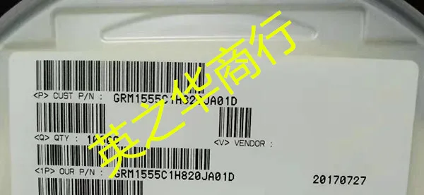 

50pcs orginal new GRM1555C1H820JA01D 0402 50V 82pF ±5% SMD Capacitor