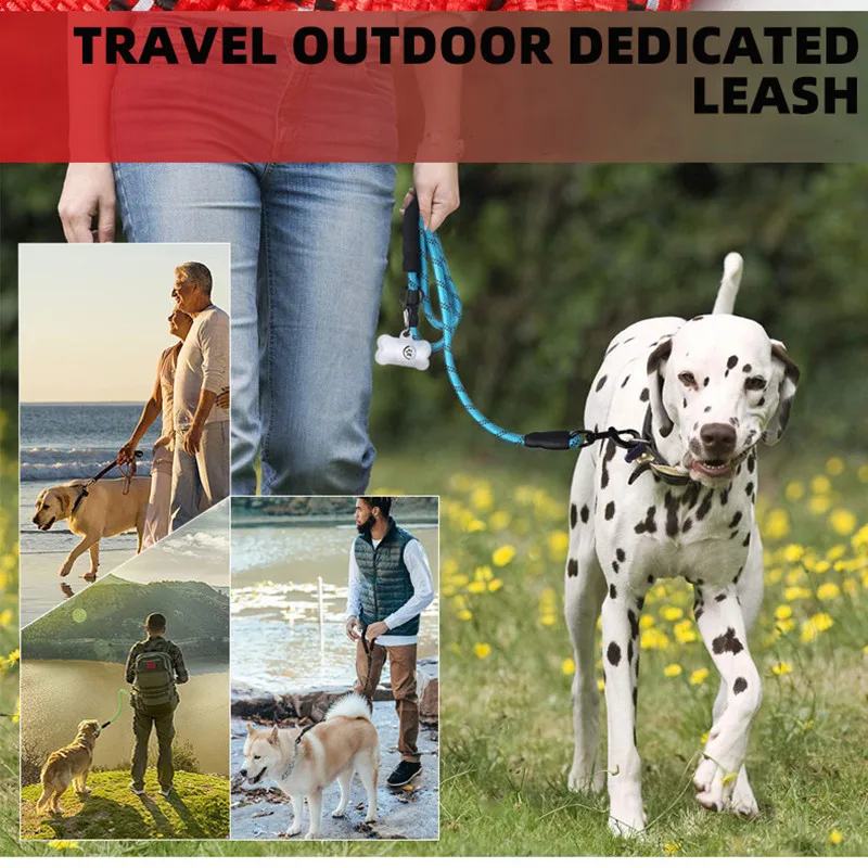 

Pet Supplies Reflective Dog Leash Multi-color Nylon Round Rope Dog Leash Dog Belt Comfortable Puller Small Large Dog Accessories