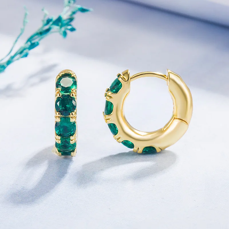 

Genuine 925 Sterling Silver Original Green Emerald Stud Earring Women Aros Mujer Oreja Gold Filled Orecchini Emerald Gemstone