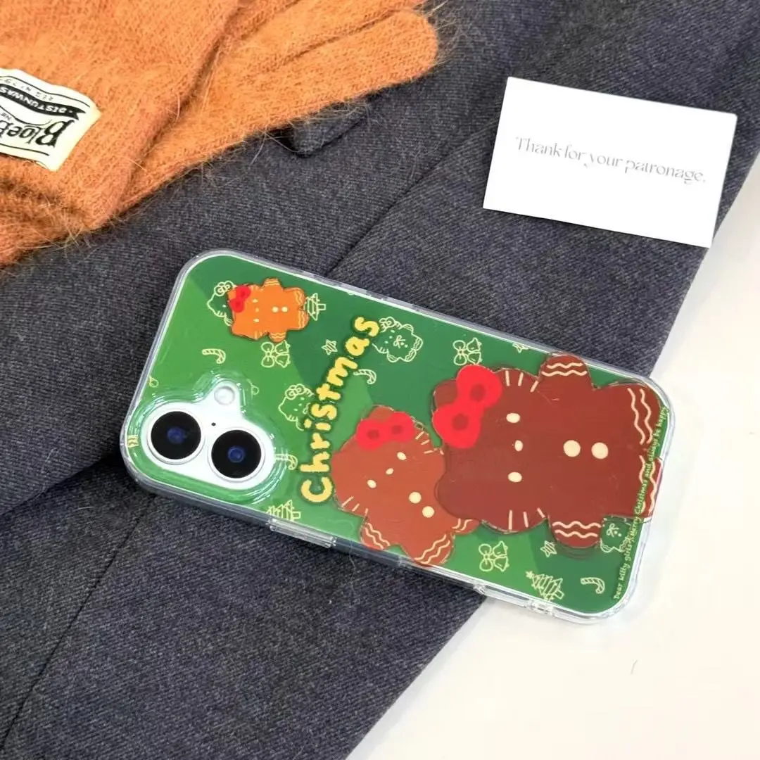 Чехол для телефона Sanrio Hello Kitty Gingerbread Man iPhone 16 15 14 13 12 11 Pro Max 78 Plus XR XS MAX MINI Y2K милая