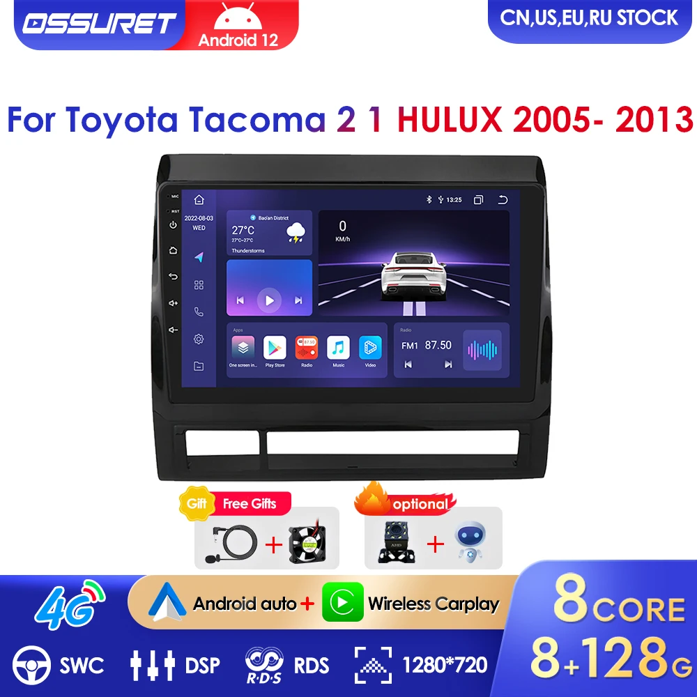 

AI Voice 2 Din Android 12 Auto Radio for Toyota Tacoma 2/HULUX 2005 - 2013 Carplay Car Multimedia GPS 2din Autoradio 8G+128G RDS