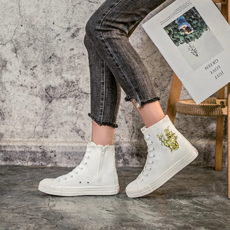 

Punk Street Ladies Canvas Shoes Cool Skull Print Sneaker Shoes Spring Ins Women Vulcanized Shoes Fashion Female Casual Shoes