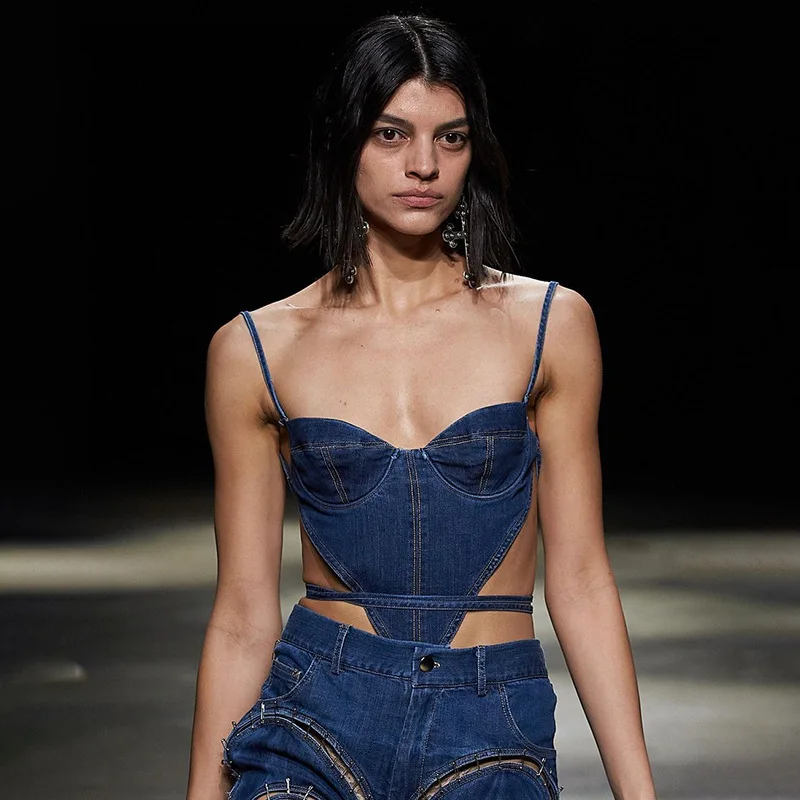 

Fashion Temperament Straps Backless Denim Vest Women Fashion Casual Comfortable Simple Womens Tops Outwear