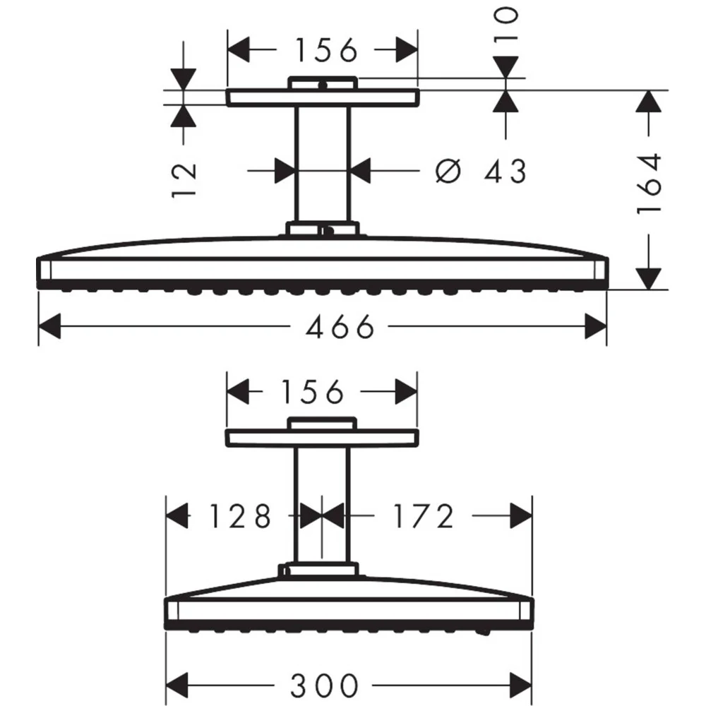 Рисунок 2 - Верхний душ с кронштейном Hansgrohe Rainmaker Select