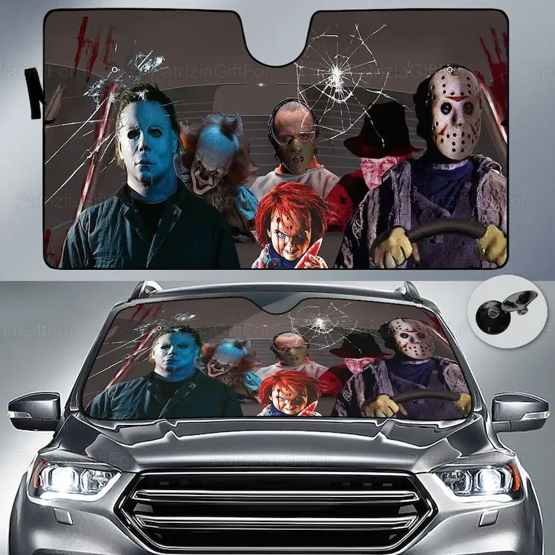 

Horror Movies Car Sun Shade, Horror Movie Car Decor, Halloween Sunshade, Horror Car Accessory, Horror Car Sunshade, Gift For Her
