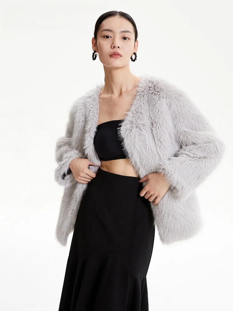  Верхняя одежда Ранняя осень Элегантный темперамент Искусственный мех Длинные