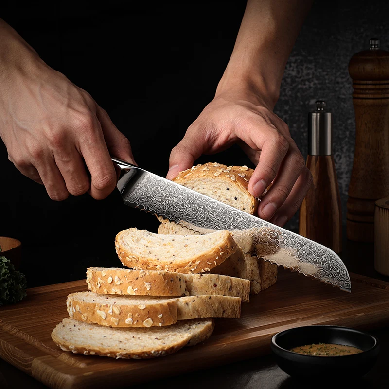8-дюймовый нож для хлеба Grandsharp высокое качество 67 слоев 10Cr15CoMov дамасская сталь