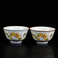 home decoration supplies ming dynasty colorful drawing king butterfly love flower pattern small bowl a pair of family desktop or