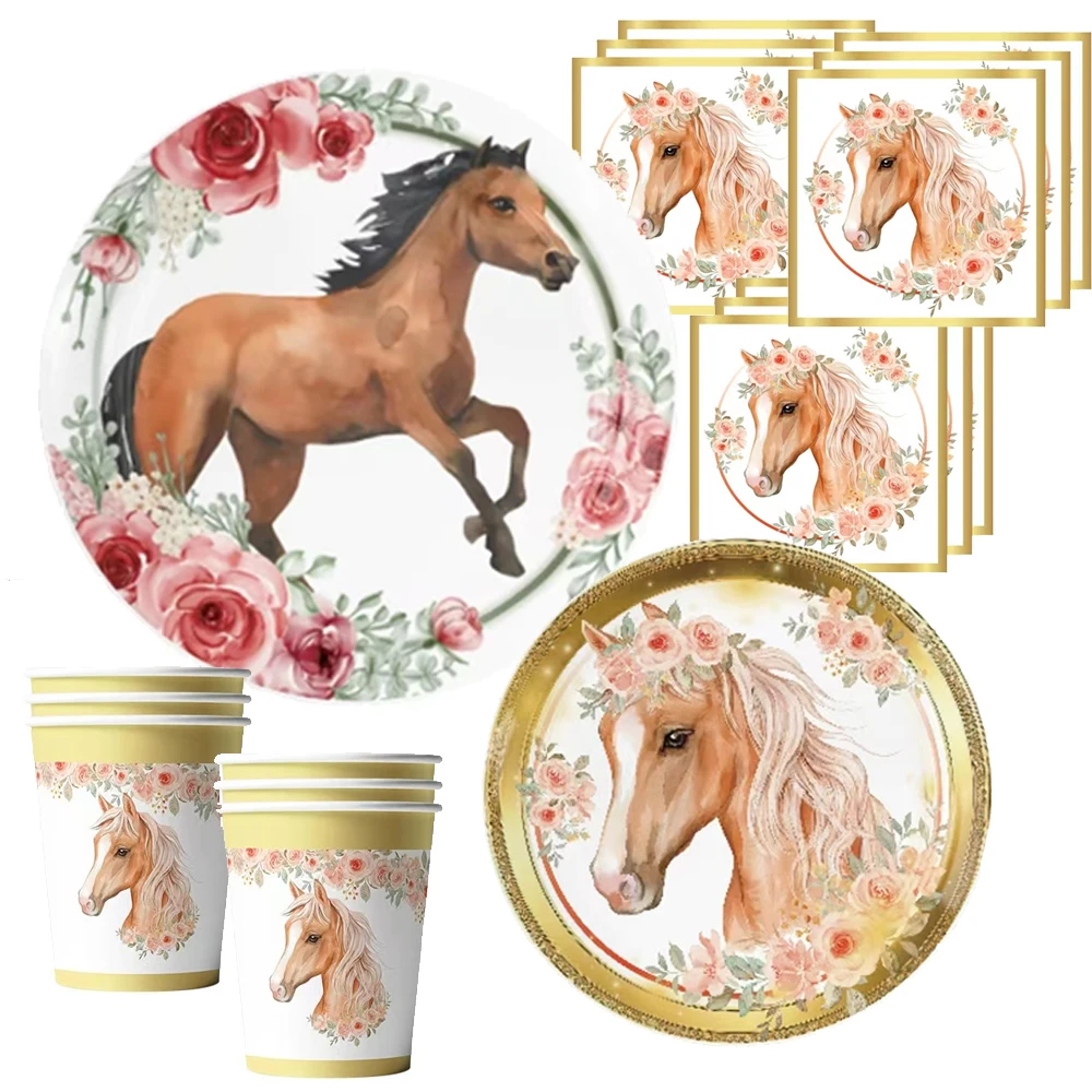

Birthday Party Decoration Spirit Riding Horse Party Supplies Girl Plate Banner Tablecloth Balloon Disposable Tableware Toy Gift