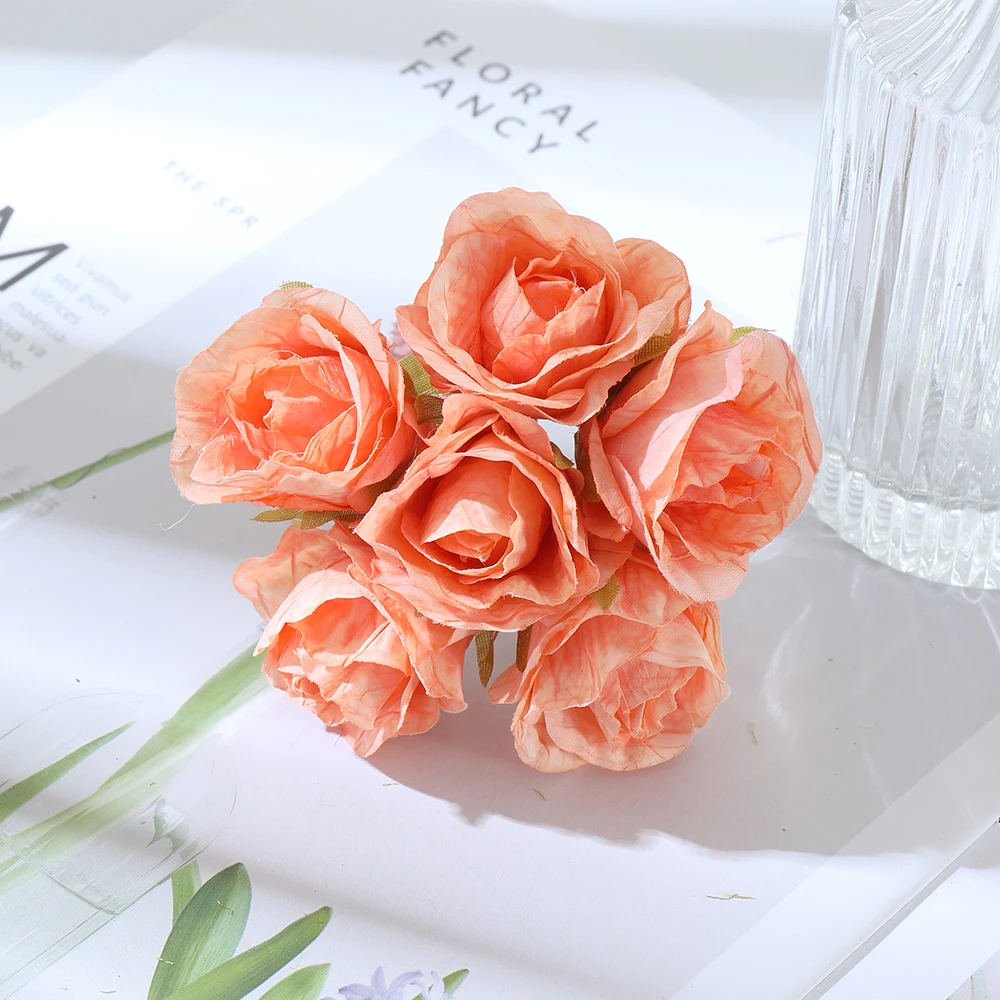 12 шт. высокое качество маленькая роза искусственный цветочный букет шелковый