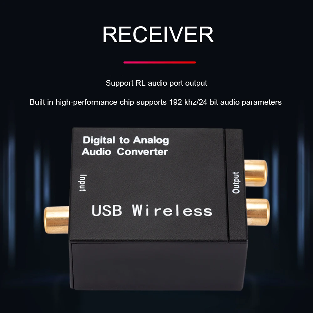 Фото Адаптер аудиопреобразователя 192 кГц Toslink коаксиальный сигнал к RCA R/L DAC преобразователь с оптическим кабелем 1 м для стандартного динамика №5