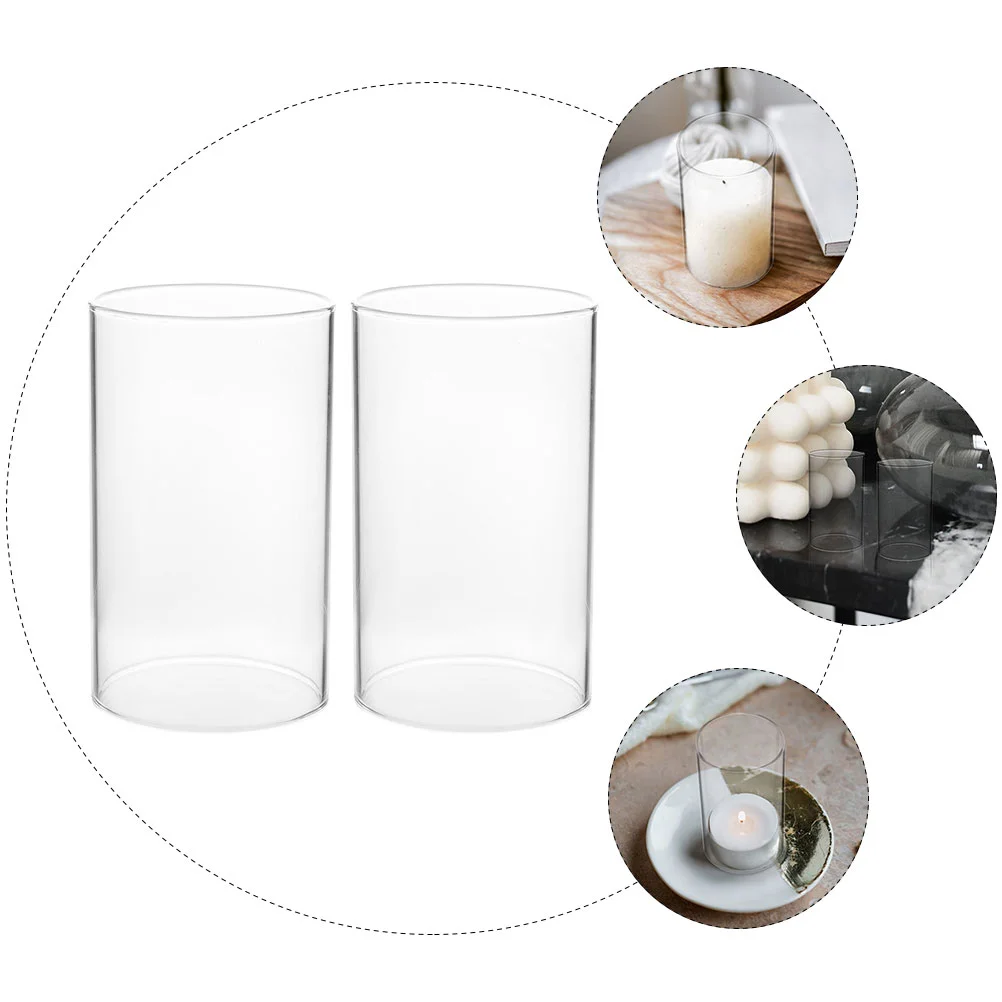 

Decorations Glass Covers Holder Pillar Clear Open Ended Shades Tall Holders Candles