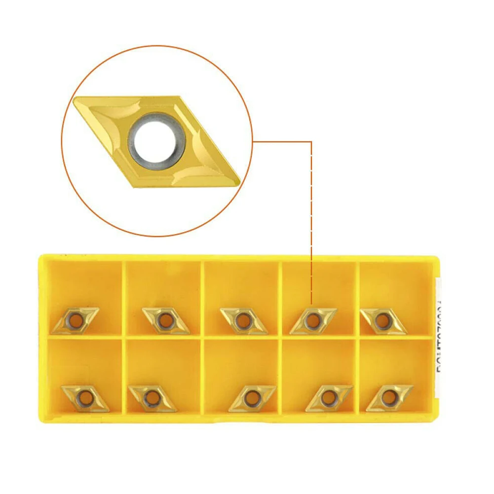 

CNC Turning Insert DCMT070204 Insert Yellow 10Pcs Carbide DCMT070204 Practical Strong Impact Resistance SDNCN SDJCR