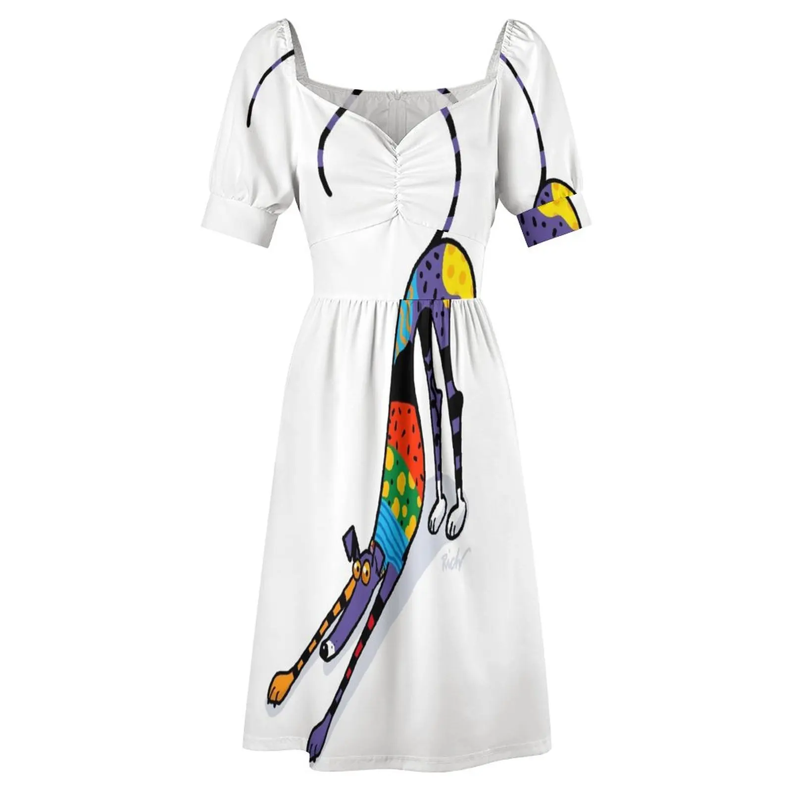 Калейдоскоп с короткими рукавами и бантом платье для выпускного вечера