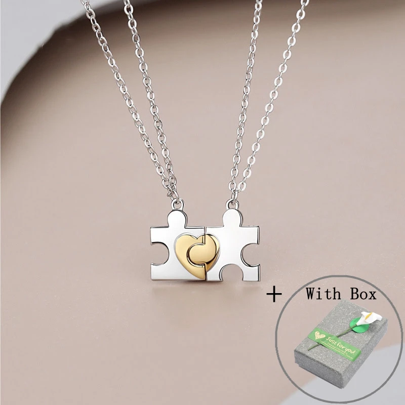 Silvology Real 925 Sterling Silver Fit Soul Mate Couple Pendant Necklace for Women Men Cartoon Creative Valentines Day Jewelry