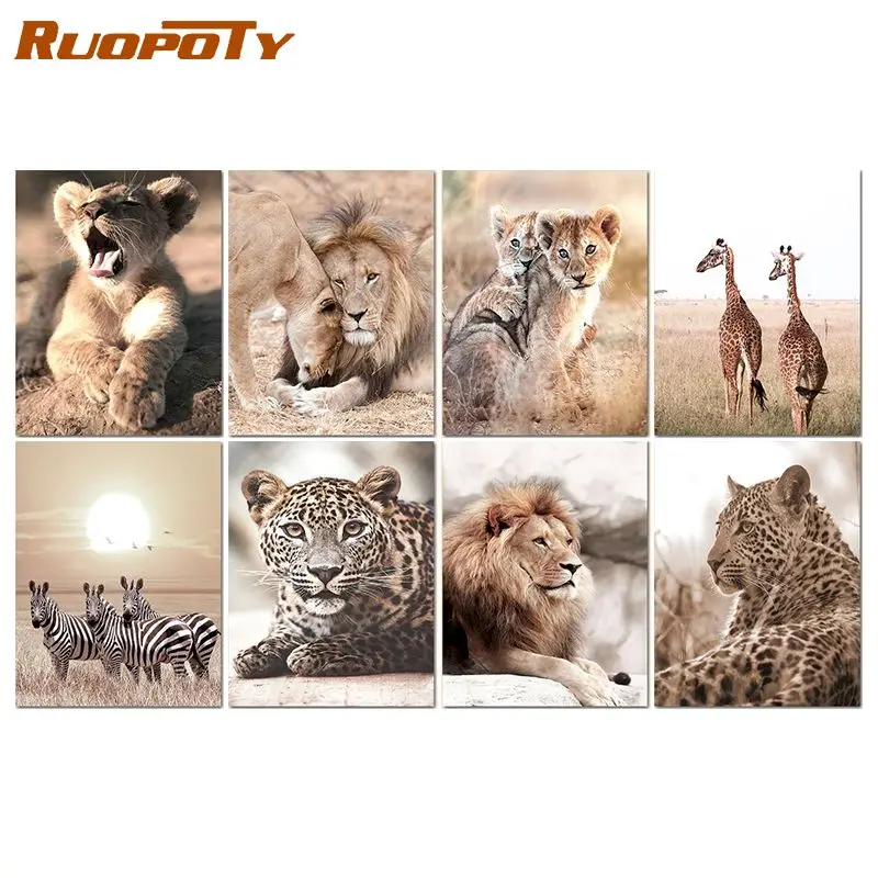 

RUOPOTY Animals Pictures by Numbers 60x75cm Acrylic Paints Picture Drawing Picture Paint Modern Home Decoration