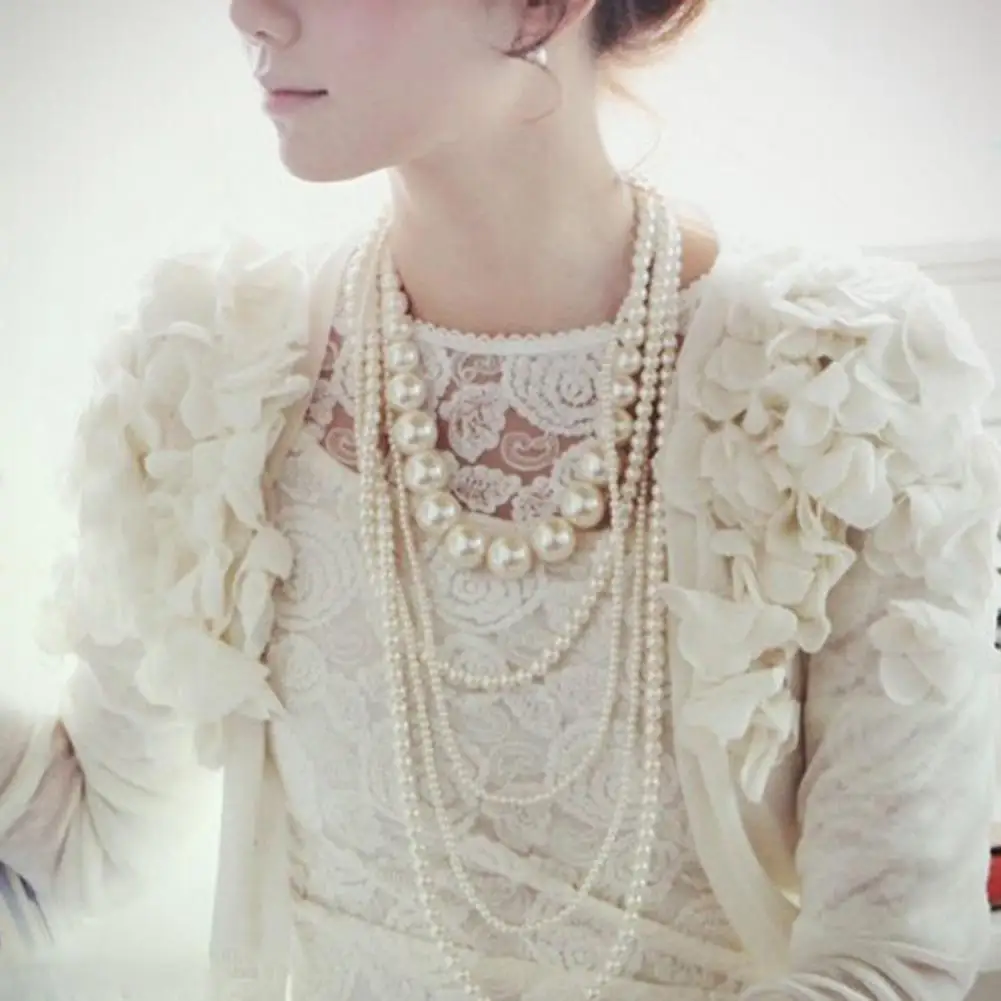 ement naszyjnik z imitacji pereł wielowarstwowe kobiety przesadzone koralików na biżuterię ślubną