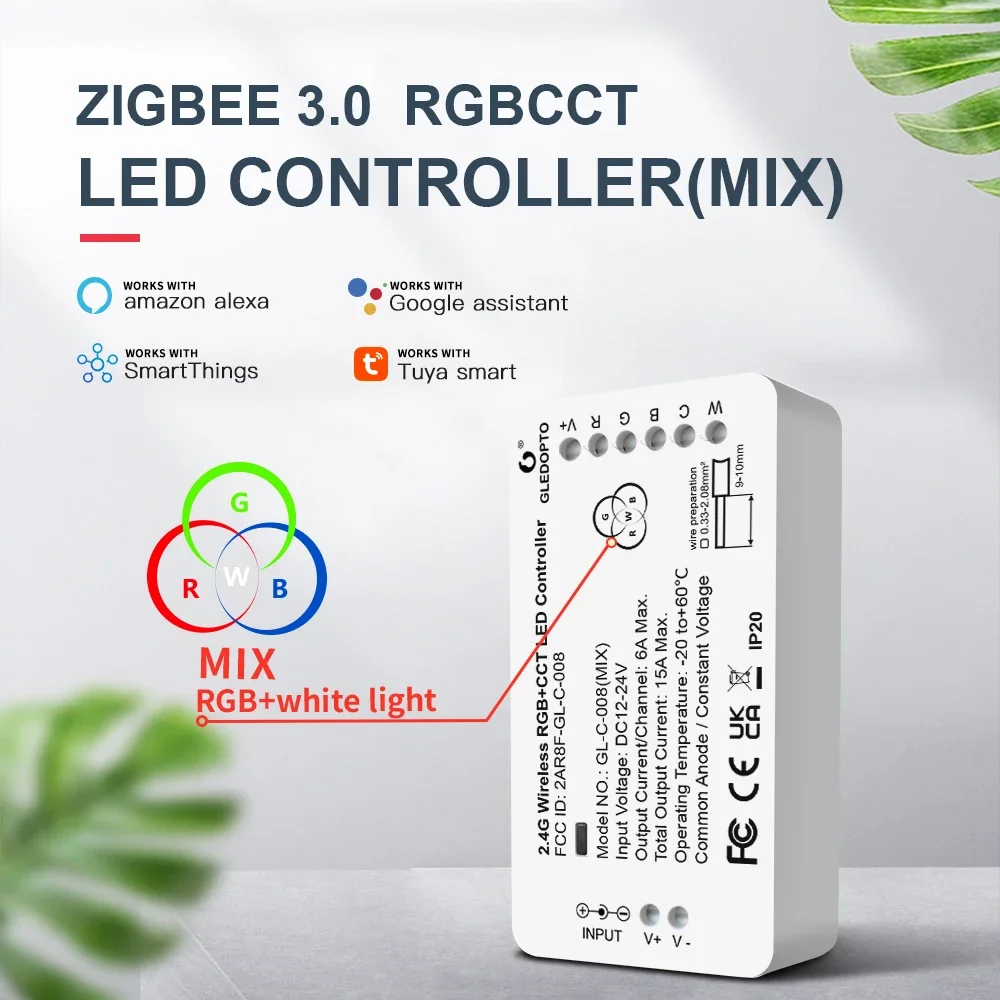 GLEDOPTO умный дом ZigBee Светодиодная лента контроллер RGB CCT цвет белый светильник Mix Homey